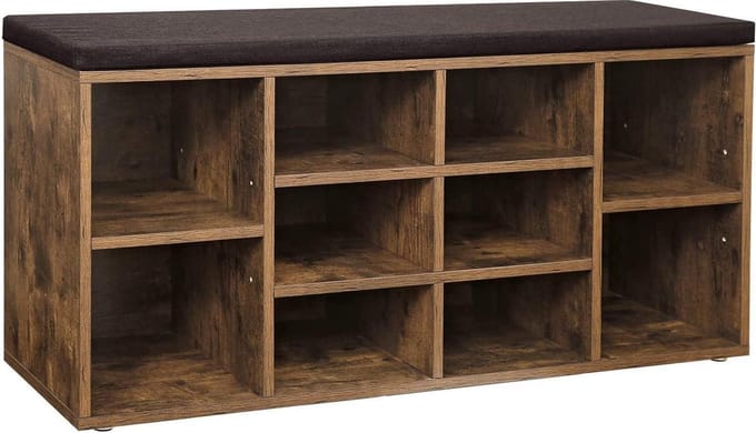 Schoenenkast met Zitvlak - Zwart/ Rustiek Bruin