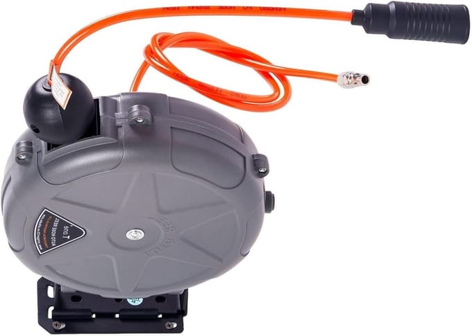 Luchtslanghaspel - Persluchtslang - Werkplaats Organisatie - Automatisch Oprollen - 10 meter - Grijs