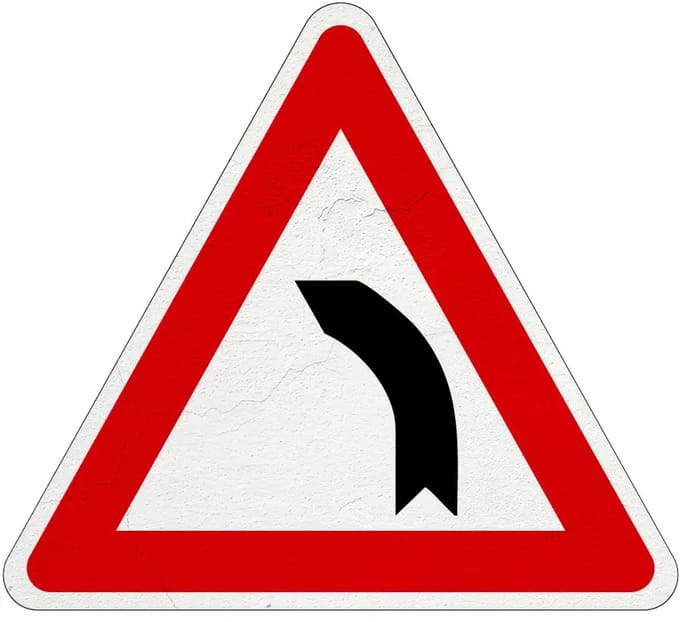 Bocht naar links bord - J3 | Sign Again materiaal | 20 cm
