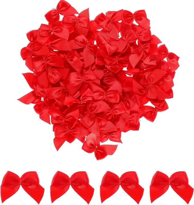 Mini Rode Satijnen Strikjes voor Creatieve Projecten - 100 Stuks, Voor DIY, Scrapbooking en Trouwen