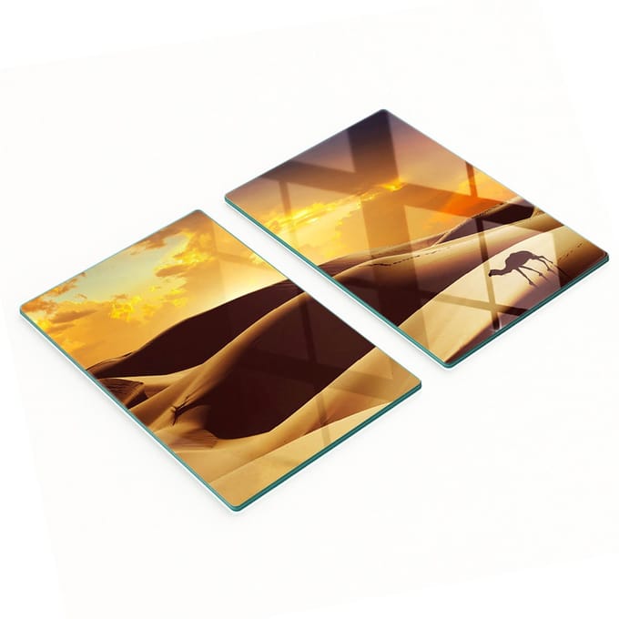 Keukenplanken van gehard glas met afbeeldingen van Saharakamelen, 2x40x52 cm
