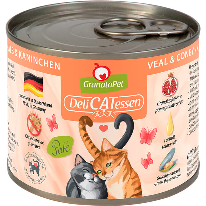6x200g GranataPet DeliCatessen Kalf & Konijn Kattenvoer