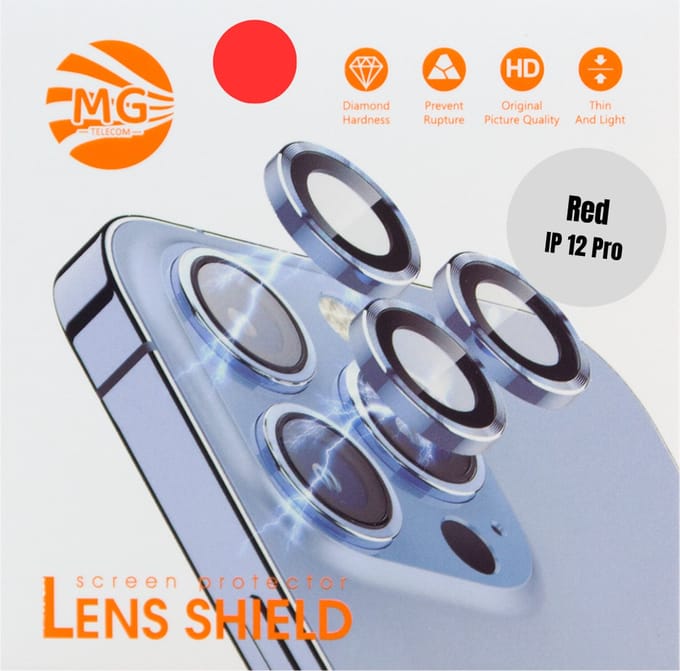 Geschikt Voor iPhone 12 Pro Camera Lens Protector - Red - Eenvoudige Installatie - Camera Protector iPhone 12 Pro - Roestvrij Staal - Gehard Glas - Screenprotector