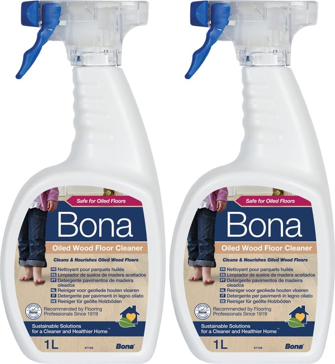 Bona Geoliede Houten Vloer Reiniger Spray - 2 x 1 Liter Multipack - Streeploos - Sneldrogend