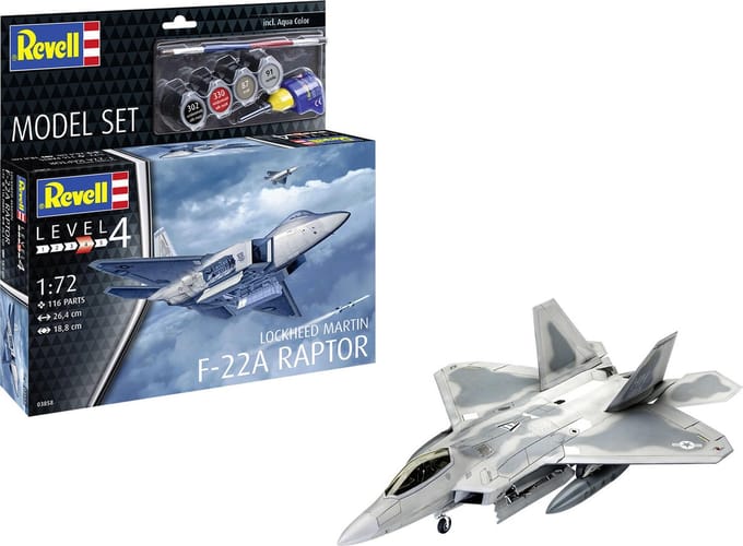 Revell Modelbouwpakket Militaire voertuigen - 63858 Lockheed Martin F-22A Raptor - Straaljager - Model Set Plastic - 1:72 - Modelbouw