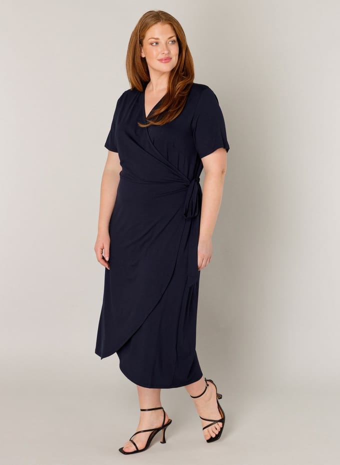 BASE LEVEL CURVY Abbie Jurk - Dark Blue - maat X-0(44)