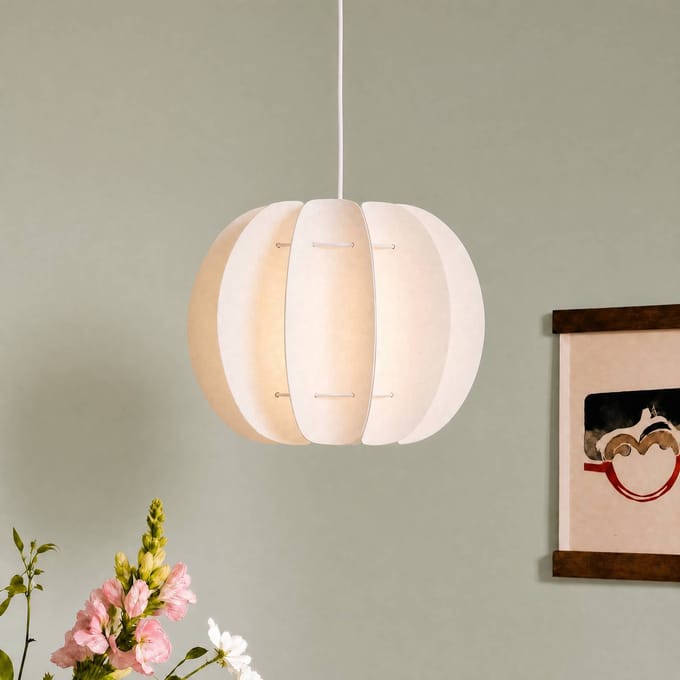 Lindby - hanglamp - 1licht - textiel, kunststof, ijzer - H: 28 cm - E27 - crèmewit