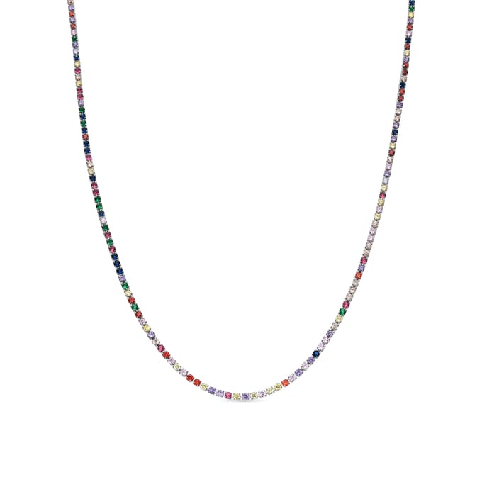 Luxeketting met Multicolor Zirkonia zilverkleurige afwerking - Serly