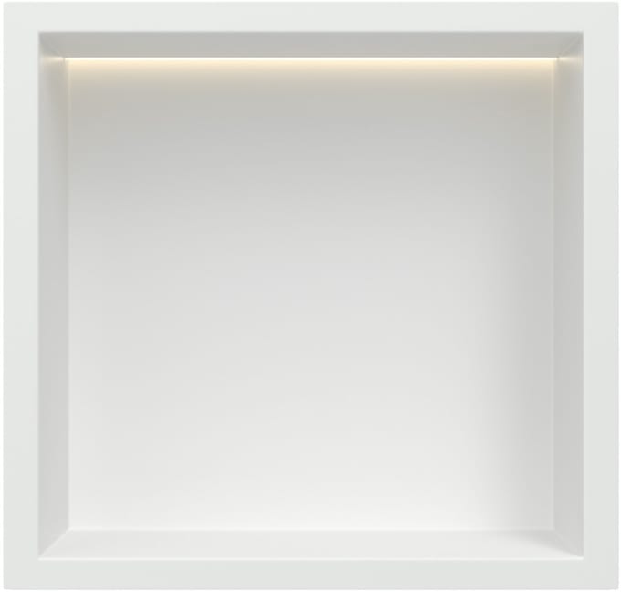 Mat wit RVS Inbouwnis 30x30x10cm met LED verlichting