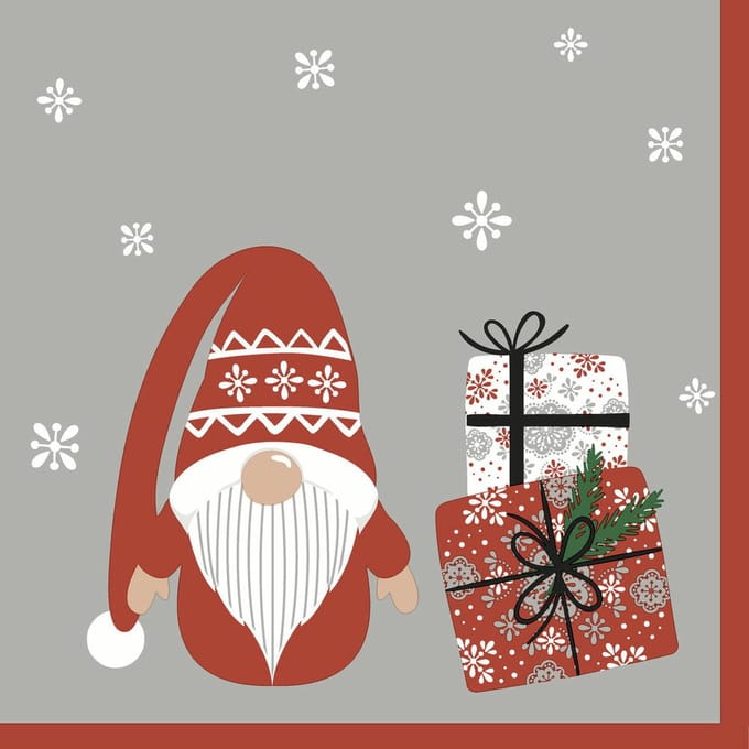 Duni kerst thema servetten - 40x st - 33 x 33 cm - gnoom/kerstman