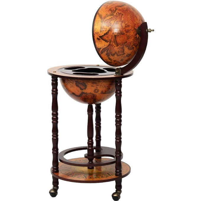 Costway - Wijnrek - Globebar - Wijnbar - Wereldbol bar - ⌀ 45 cm - Bruin