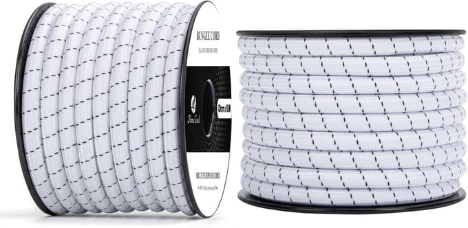 Elastisch Koord - Bungee Touw - Kamperen Vervoer - 100% Rekbaar - 10 Meter 10mm - Wit Zwart