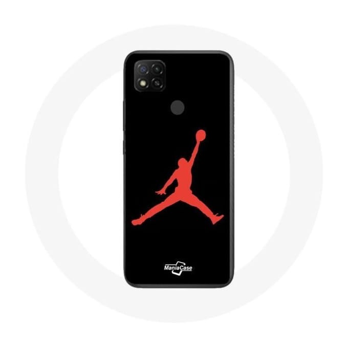 Coque - Maniacase - Xiaomi Redmi 9C - Souple - Rouge - Michael Jordan Logo rouge