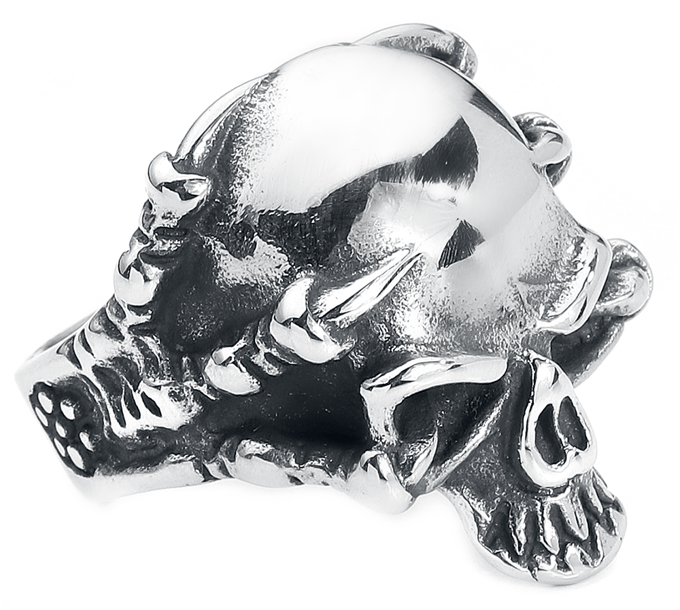 etNox hard and heavy - Gothic Ring - Claw Skull - voor Mannen - zilverkleurig