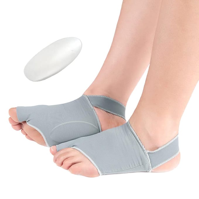 1 Pair 2 in 1 Arch Support Sleeve Brace Big Toe Hallux Valgus Corrector Ankle Arch Brace Wrap with white