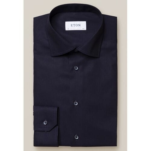 Eton Overhemd Fine Line Twill Dark Navy / male