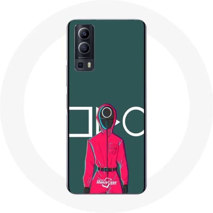 Vivo Y72 Case Inktvis Spel Rode soldaat met cirkelmasker Groene achtergrond