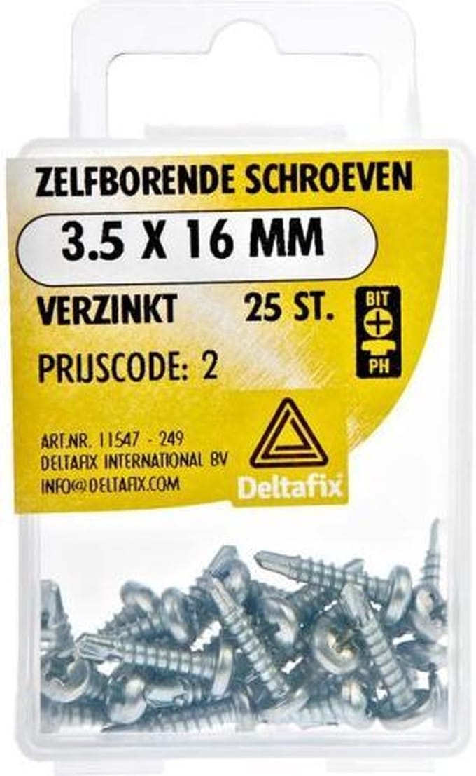 Schroeven zelfborend verzinkt 3.5x16mm 25st.