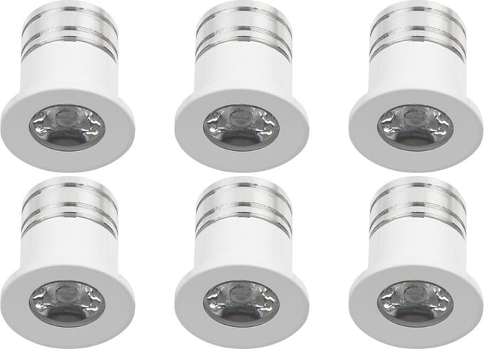 LED Veranda Spot Verlichting 6 Pack - Velvalux - 3W - Warm Wit 3000K - Inbouw - Rond - Mat Wit - Aluminium - Ø31mm