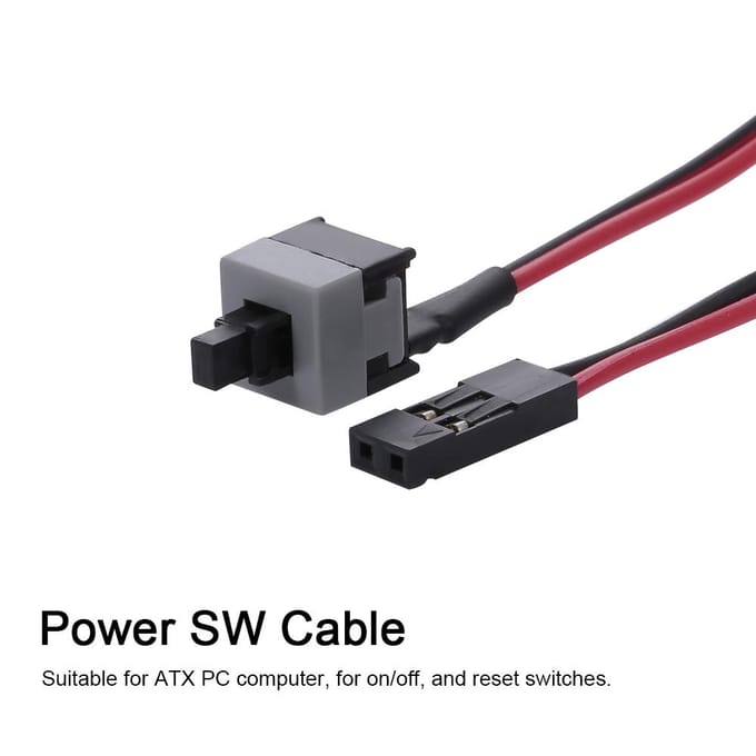 PC-voedingskabel 48 cm 2-pins SW-kabel Aan/uit/reset-drukknop ATX Desktopcomputerbehuizing Moederbord Black Red black