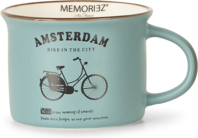 Memoriez - Mok - Fiets - Amsterdam - Mat petrol