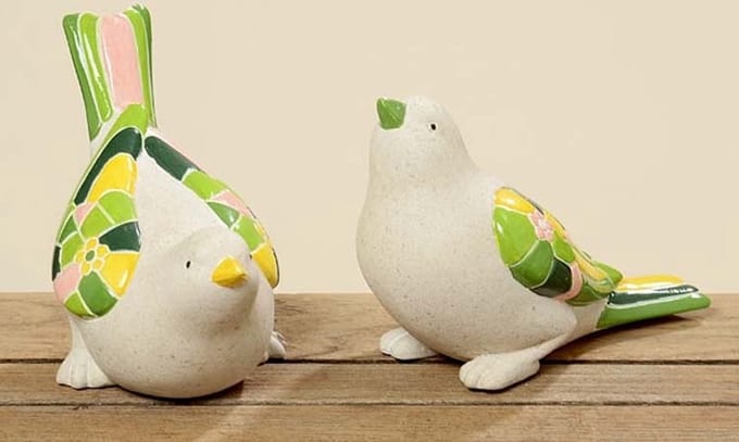 vogels set van 2 vogel beelden