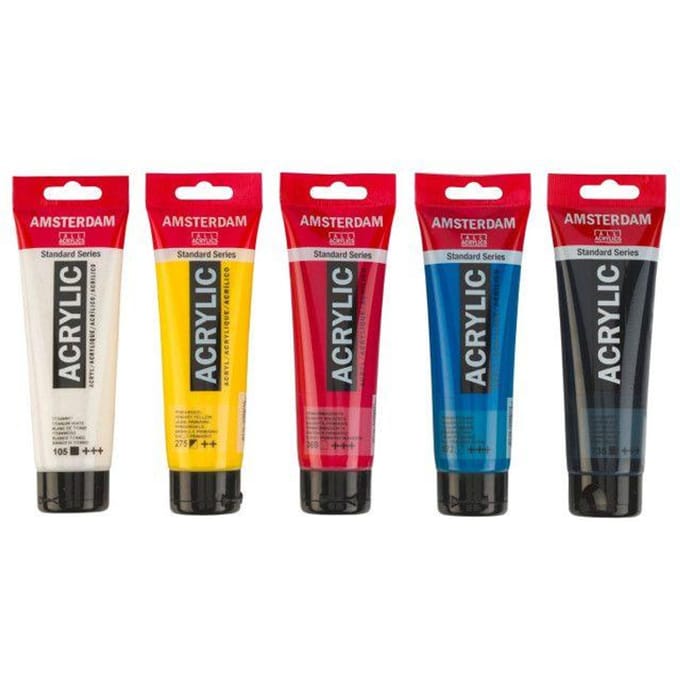 Peinture acrylique - Amsterdam - 5 tubes - Couleurs primaires - 5 x 120ml blanc