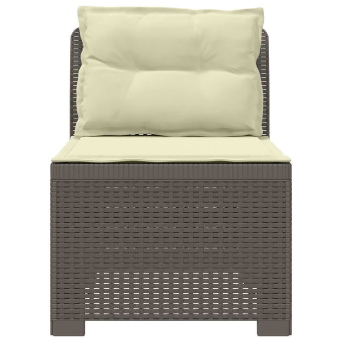 vidaXL - Eén-zits - Tuin - Sofa - met - Kussens - Rieten - Look - PP - Lichtgrijs