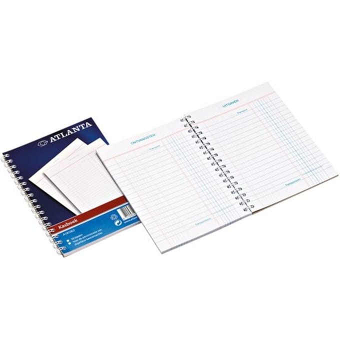 Djois Atlanta kasboek A5 - spiraal binding - 50 bld/100 blz - 2x1 kolom - 1 stuk