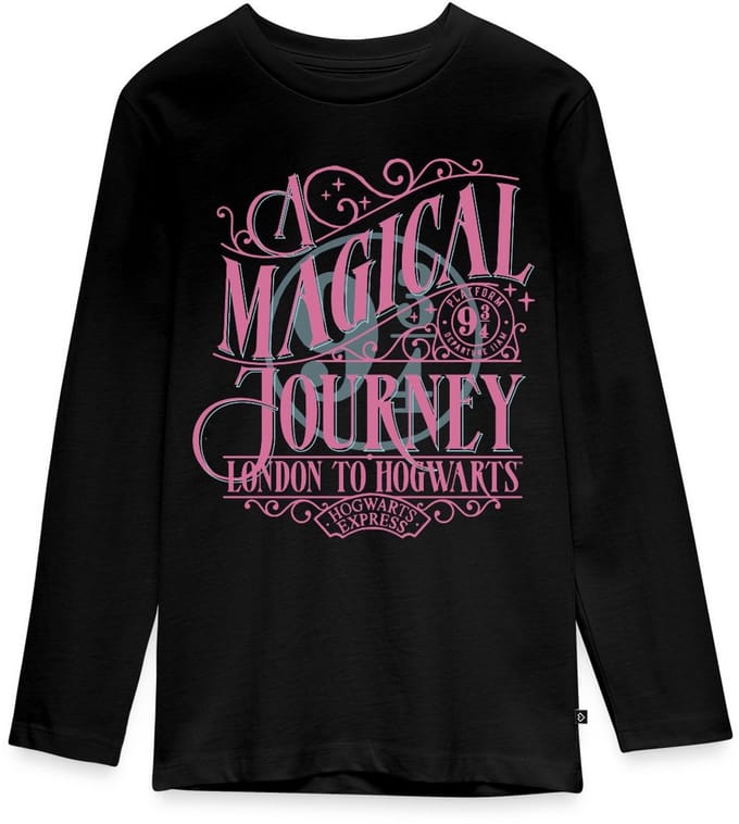 Harry Potter Perron 9 ¾ Ontwerp In Roze & Blauw Premium T-Shirt Tiener Lang