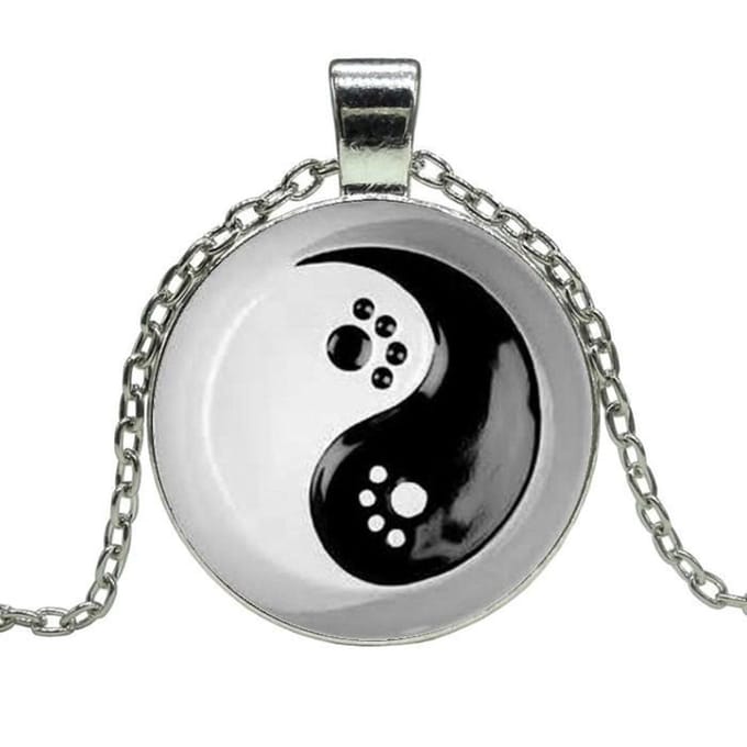 Fako Bijoux® - Ketting - Cabochon - Yin Yang - Pootjes Ring