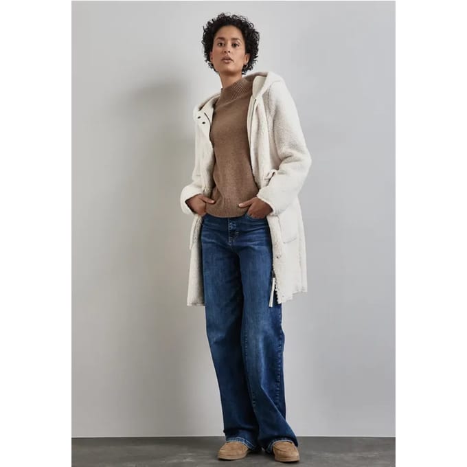 Street One doubleface teddy coat - Dames Jas - snow cream - Maat 44