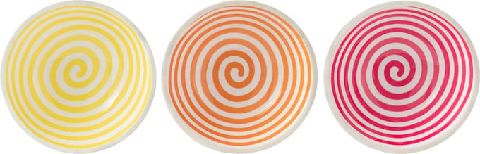 J-Line kom Spiraal - hout - roze/oranje/geel - large - 3 stuks