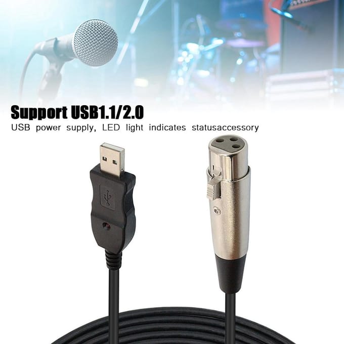 Microfoon Link Adapter Kabel XLR Vrouwelijk naar USB MIC Link Zwarte Kabellijn