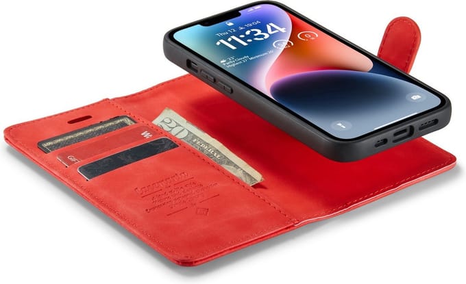 iPhone 14 Plus Bookcase hoesje - CaseMe - Effen Rood - Kunstleer