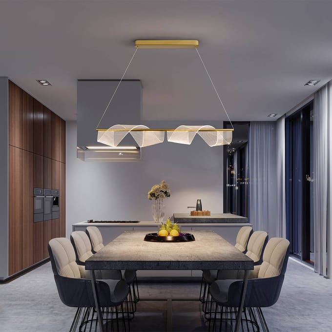 Schuller Valencia LED hanglamp Velas, 1-lamp, lengte 100 cm, goudkleurig, metaal