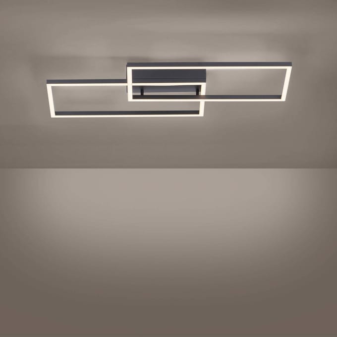 JUST LIGHT. GmbH LED plafondlamp Iven, dimbaar, zwart, 60,5x32,5 cm