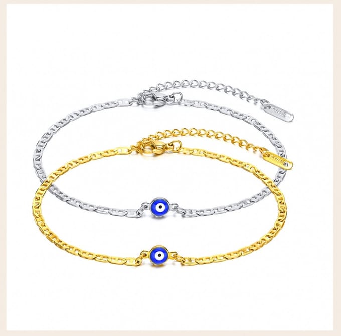 Enkelbandje blue eye - goud - LMPiercings