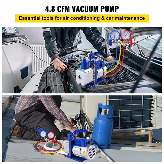 4,8 CFM Vacuümpomp HVAC Koeling R22 R134A R410A A/C 4 Slangen Manometer