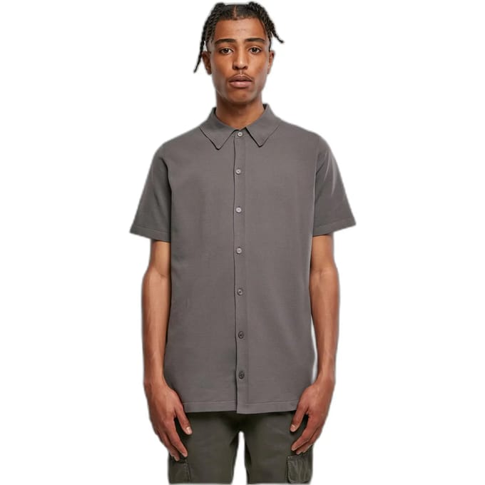 Urban Classics Overhemd -3XL- Knitted shirt Grijs