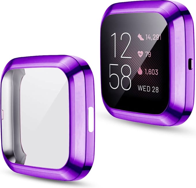 By Qubix - Geschikt voor fitbit Versa 2 Soft TPU case (volledig beschermd) - Paars