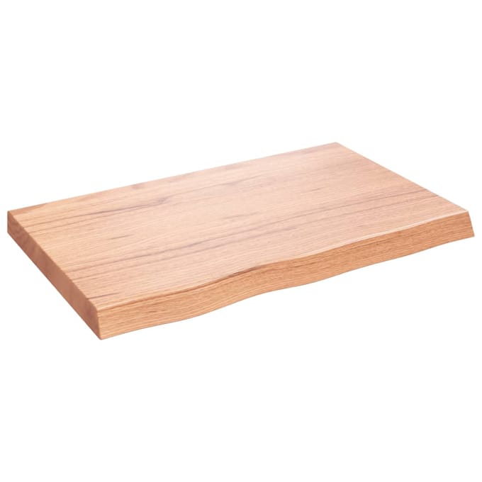vidaXL - Wastafelblad - 80x50x(2-6) - cm - behandeld - massief - hout - lichtbruin
