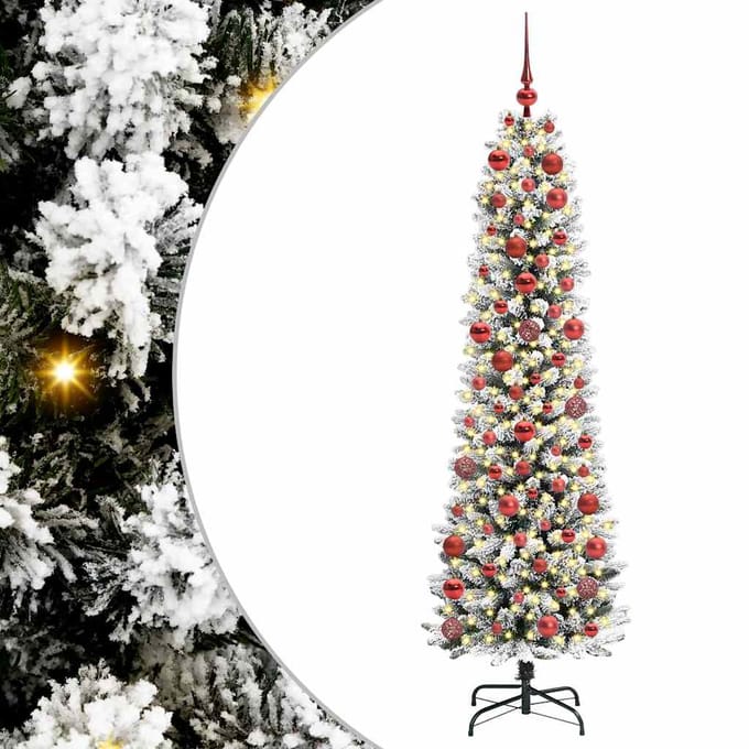 vidaXL - Kunstkerstboom - Wit - 180 - cm - PVC - en - Metaal - en - Plastic