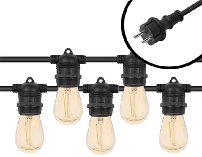 20m Arena Eco Prikkabel – Vaste lampen – Amber 2200K