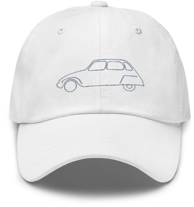 De2pktjes - Geborduurde Citroën Dyane pet lijntekening - Wit