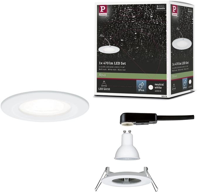 LED-inbouwlamp Nova star IP44 rond 78 mm GU10 6,5W 470lm 230V 4000K Wit mat