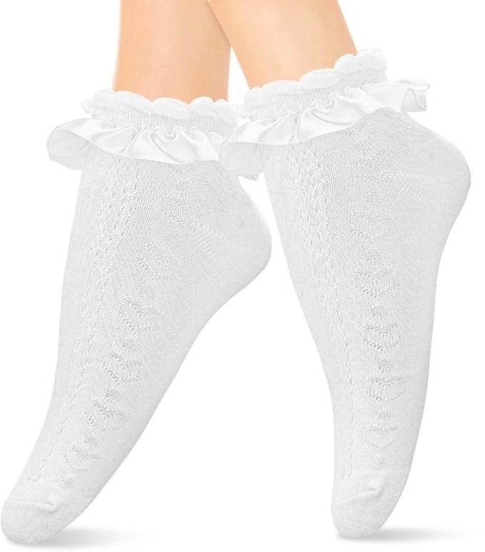 Allecto - Kanten Enkelsokken - Hartvormige Frilly Crew - Elastische