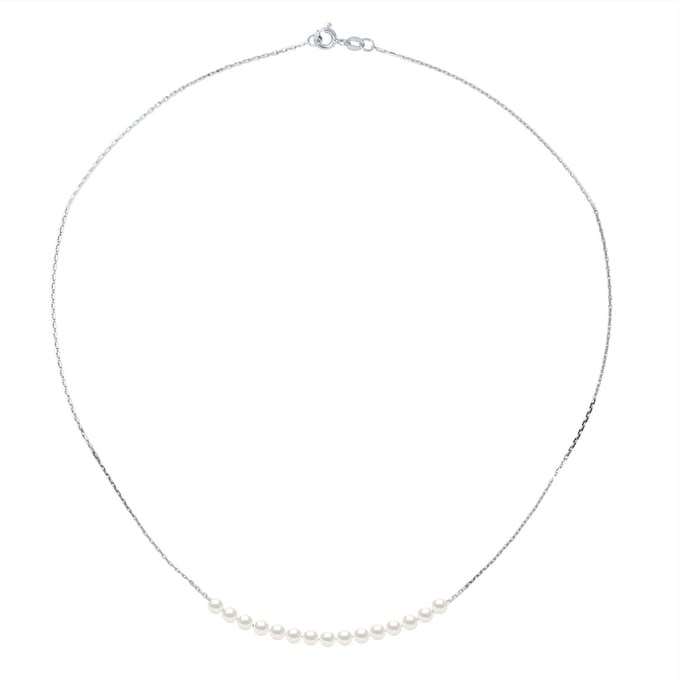 Curb Ketting 15 gekweekte parels White Gold White