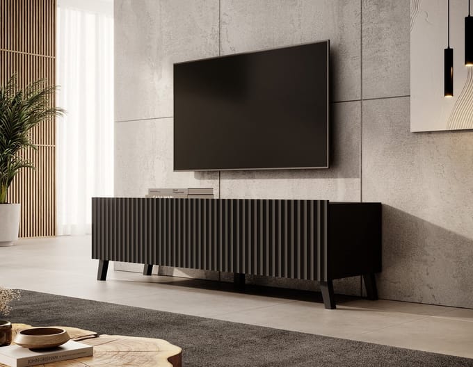 Meubella - TV-Meubel Pepinos 2 - Mat zwart - 150 cm