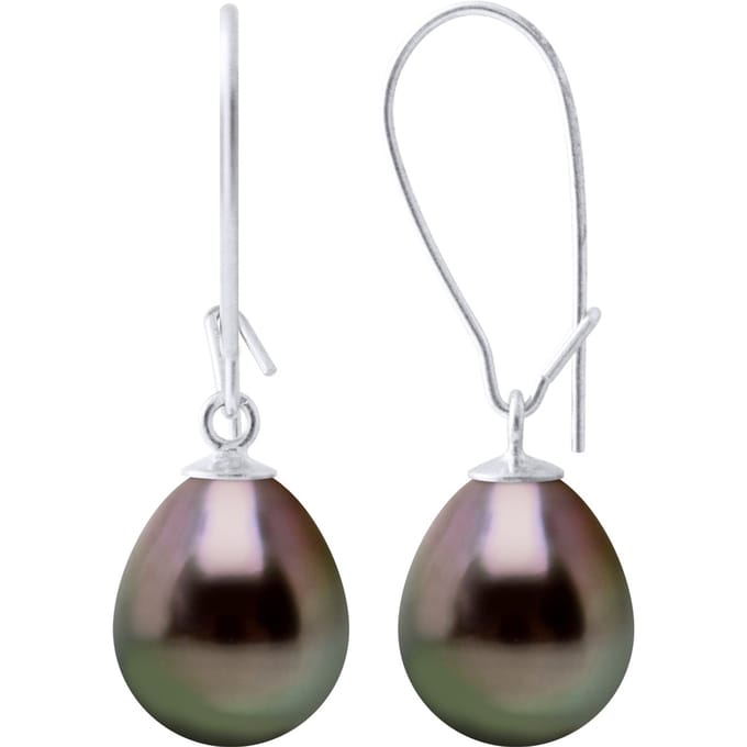 Oorbellen Echte Gecultiveerde Tahiti Parel Peper 9-10 mm
